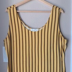 LOVE J Yellow Vertical Stripe Sleeveless Midi Dress